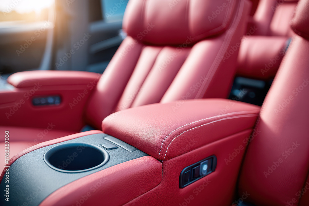 Obraz premium Modern red reclining seats with cup holders