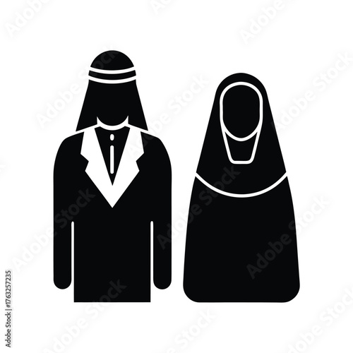 Bride And Groom In Arab Attire Icon Design