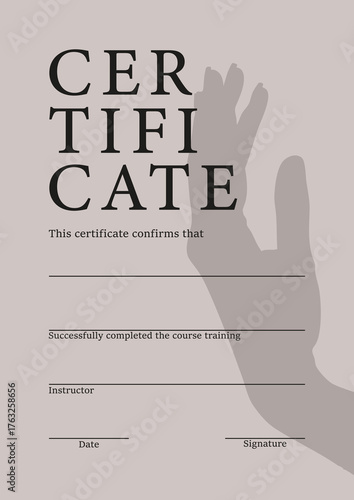 Design template of the certificate of successful completion of the training course “Manicure and Pedicure”