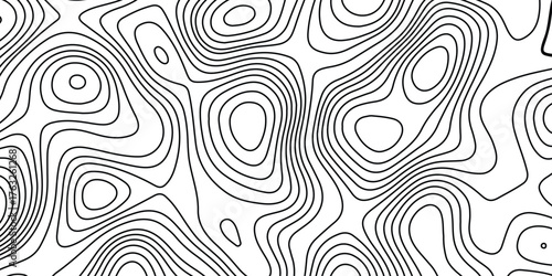 Abstract topographic contours map background. modern design with white background and black wave lines. Topo contour map design.
