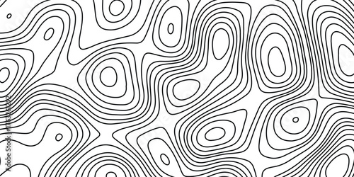 Abstract topographic contours map background. modern design with white background and black wave lines. Topo contour map design.