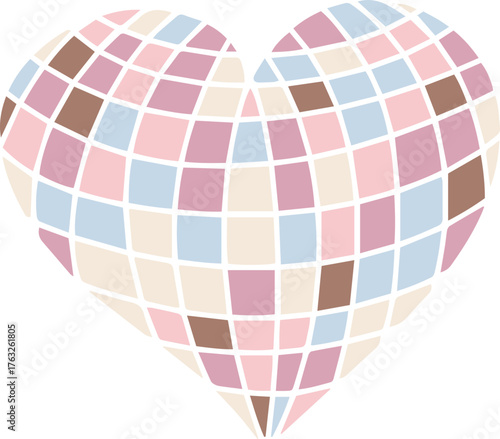 Colorful heart-shaped disco ball design for celebration decor