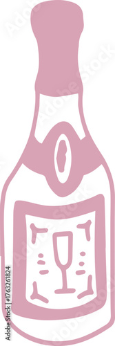 Vintage glass bottle with a distinct design in soft pink color