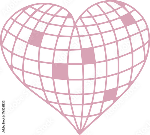 Heart-shaped disco ball design for party decorations and themes