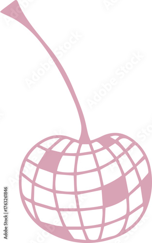 Bright pink cherry design with a whimsical twist