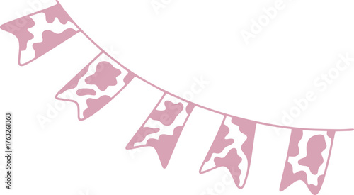 Pink cow print bunting for party decoration and celebration