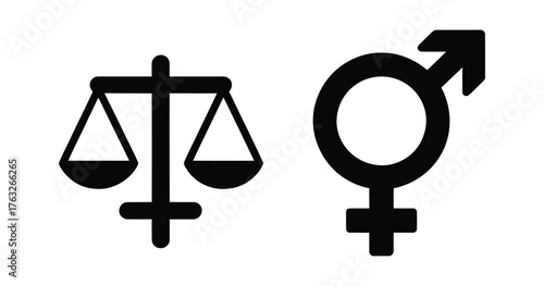 Gender Equality and Male Symbol Icon Set — Vector Balance, Justice and Masculine Symbols


