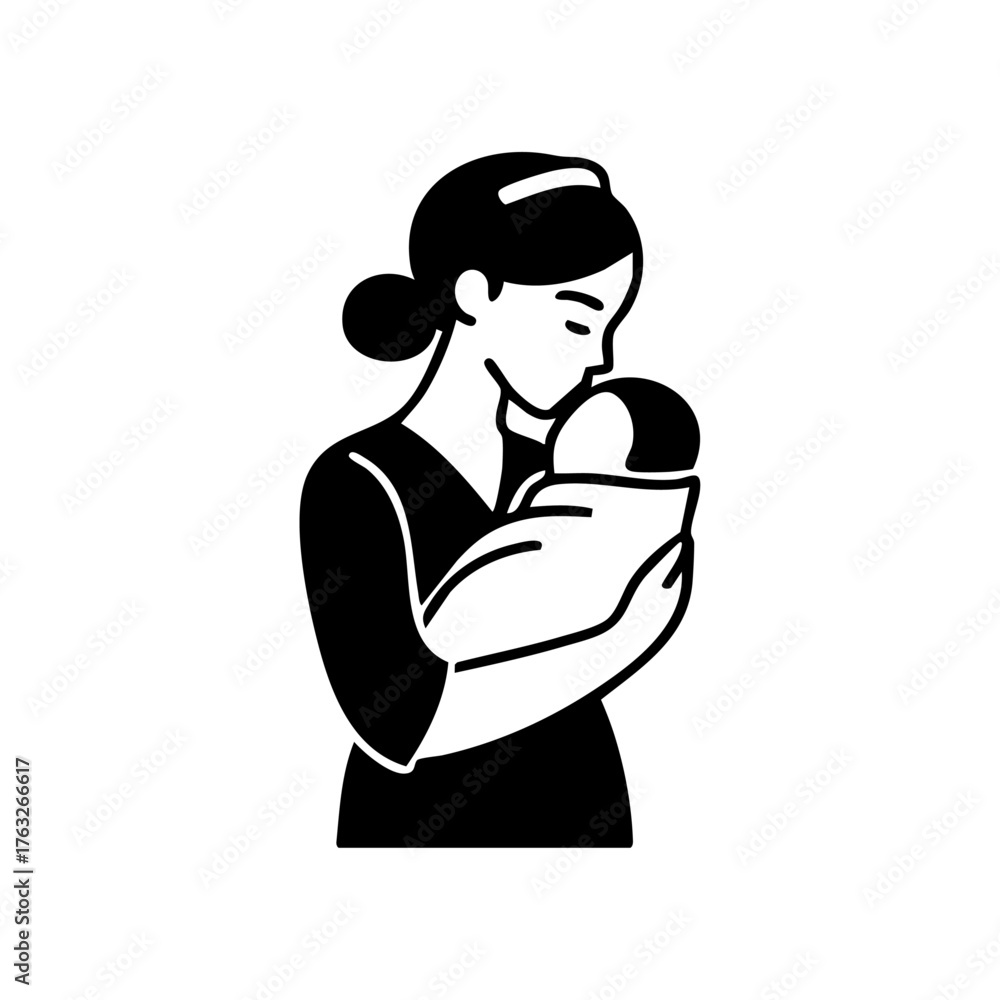Obraz premium A midwife gently holding a newborn baby, representing motherhood, care, and the beauty of new life.