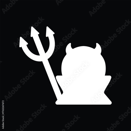 Devil with trident fir halloween icon