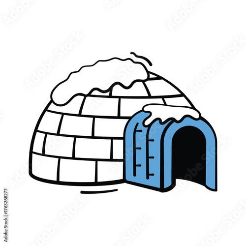 Traditional igloo doodle icon, a symbol of winter and Arctic living.
