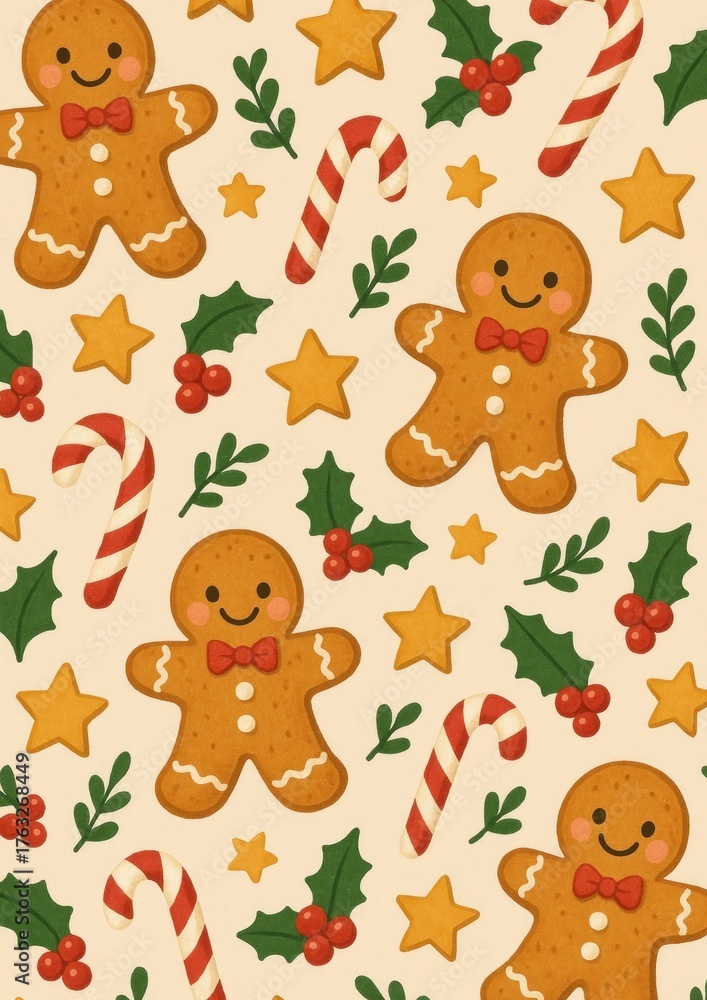 Obraz premium Festive gingerbread holiday pattern.