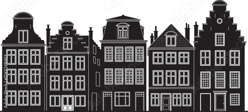 old town houses icon isolated on transparent background, editable vector file