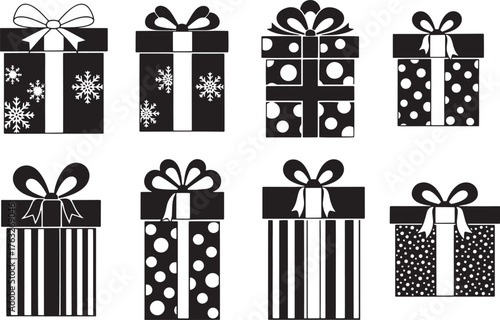 set of vector gift boxes isolated on transparent background, editable file