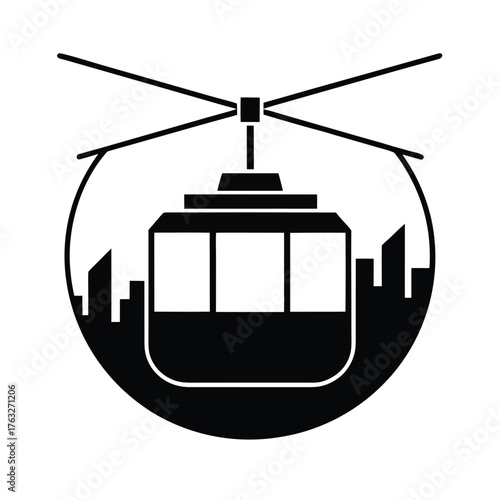 Cable Car Skyline Icon Illustration