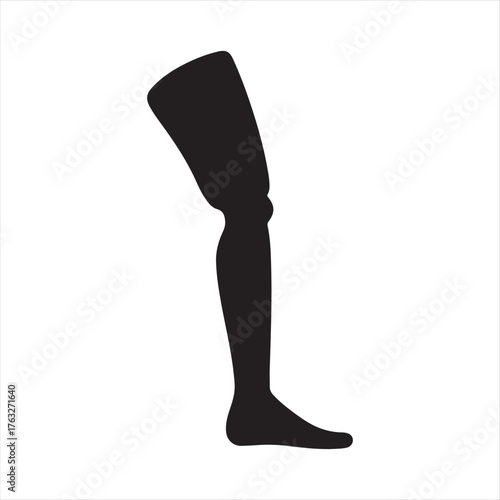 Silhouette of a human leg wearing a thigh high stocking or sock