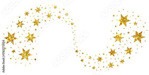 Christmas gold glitter stars snowflake line curve comet confetti decoration