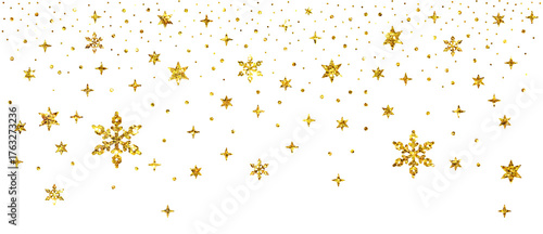 Christmas gold glitter stars snowflake header corner border confetti decoration