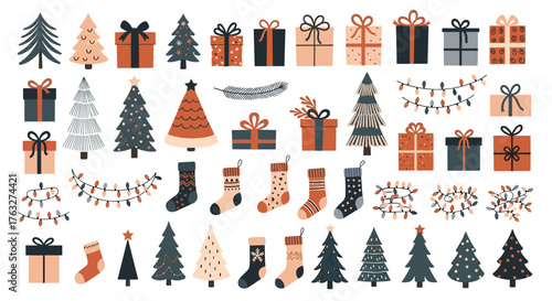 Christmas Holiday Decorations Collection Festive Elements.