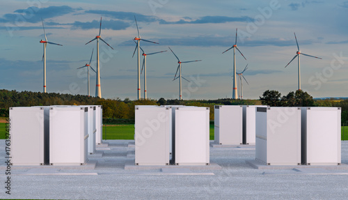 Electricity storage facility near a wind farm