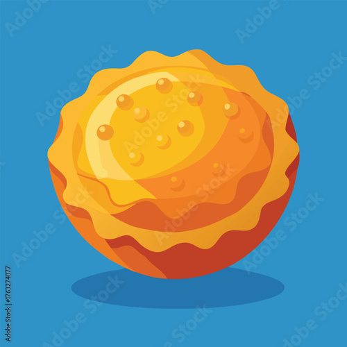 Yellow orange round object with wavy edges and bumps