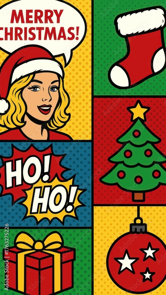 Obraz premium Festive pop art Christmas wallpaper for mobile
