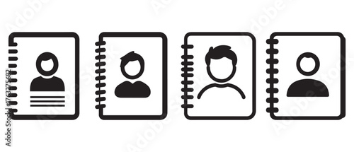 Contact book  Icon of a with a silhouette of a person on the cover.
