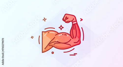 A stylized illustration of a muscular arm flexing, showcasing strength and fitness, perfect for health and wellness themes
