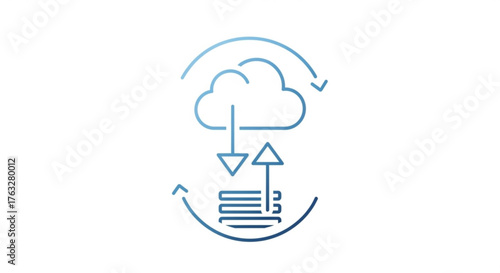 Cloud data storage and transfer icon for cloud computing and data management solutions