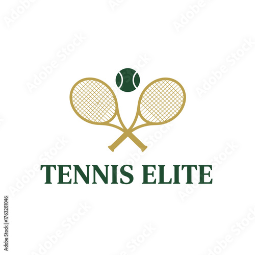 Tennis Elite Crossed Rackets Ball Sport Logo