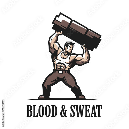 Blood and Sweat Strongman Fitness Mascot Logo