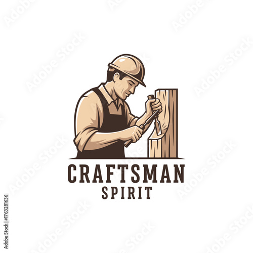 Craftsman Spirit Wood Carver Mascot Logo
