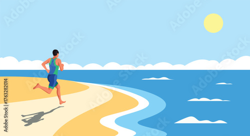 Minimalist landscape beach summer illustration