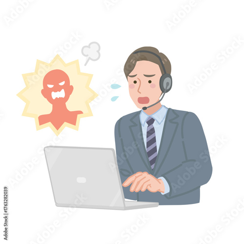 クレーム対応をするビジネスマンの男性