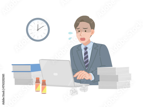残業をするビジネスマン