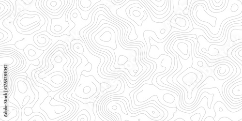Abstract Topographic Map Lines in Black and White Minimalist Design Concept for Cartography or Land Surveying Use