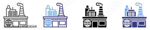 industrial sector icon set multiple style