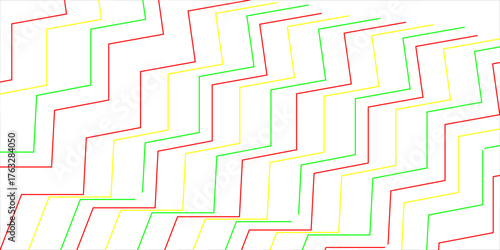 This zigzag design in red, green, and yellow radiates modern energy and dynamic rhythm. A subtle grunge touch at the center adds artistic depth, blending perfection with beautiful imperfection.