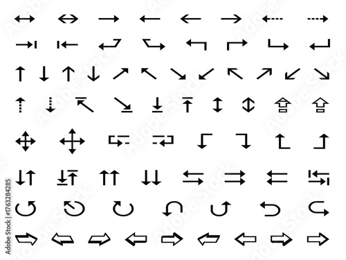 Arrows icon set for web design, Vector pictograms of  directions, move, up, down, turn, upload, download, Arrows icon, Vector illustration
