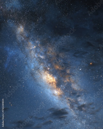 Majestic Milky Way Galaxy Shines Brightly in Night Sky Above Earth Vertical View Astrophotography