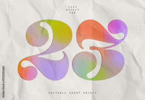 Colorful Printed Halftone Text Effect on Paper