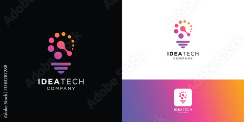 modern light bulb tech logo design