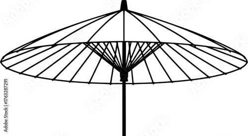 Classic japanese parasol providing shade on a sunny day or shelter from rain
