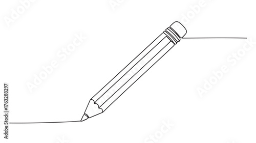 Simple line drawing of a pencil creating a straight line on a white background.