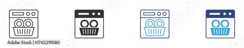 Dishwasher Icon set, home appliances and kitchen equipment icon, vector illustration .