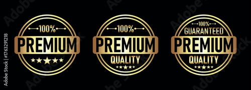 Luxury Gold Premium Quality Badges Set - 100% Certified and Guaranteed Seal, Premium, quality, 100% premium