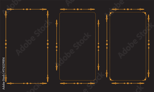 Three mobile phones displaying abstract interfaces on a simple surface vector