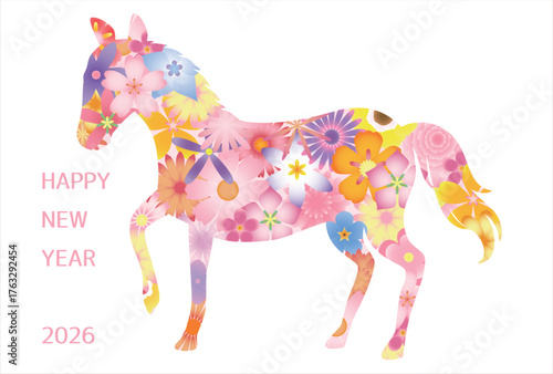 2026年　午年　年賀状テンプレート