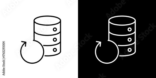 Database Backup and Recovery Icon Set Symbolizing Data Storage, Security, and Restoration