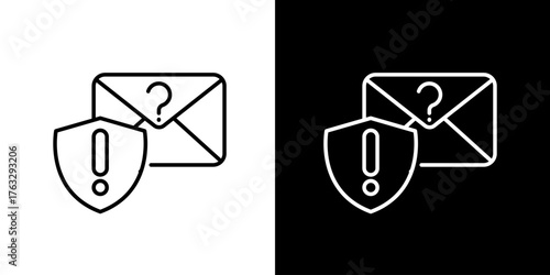 Email Security Alert Vector Icon with Exclamation Mark and Question Mark