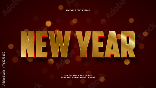 New year text effect with 3d style and editable